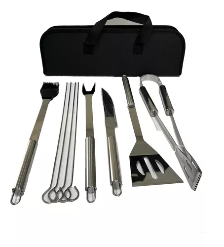 Kit Churrasco De Luxo [9 Pçs Inox Profissional e Maleta]