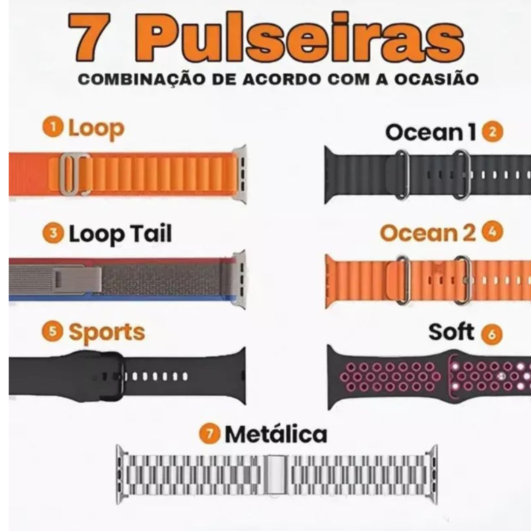 Smartwatch Ultra 9 c/ 7 Pulseiras